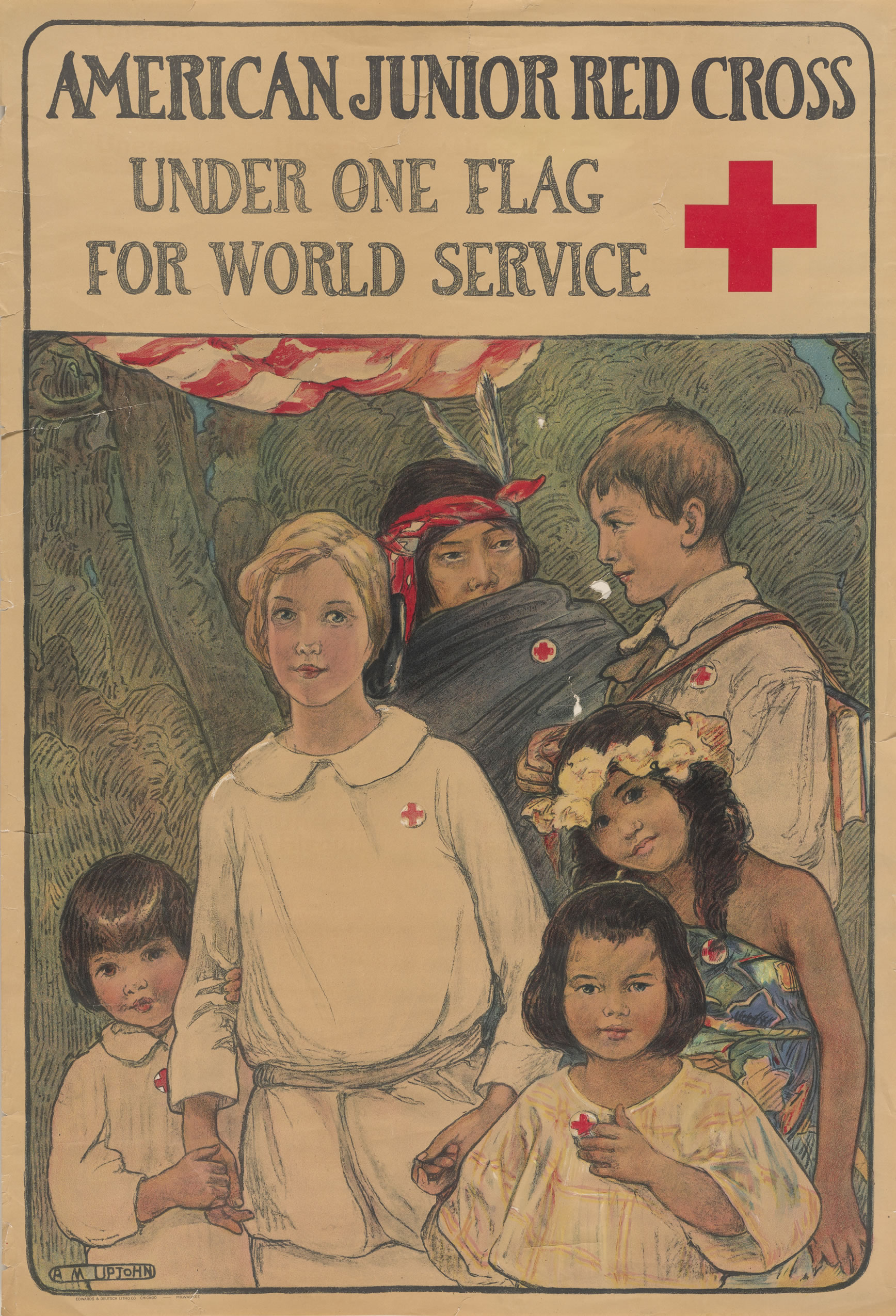 American Junior Red Cross, Under One Flag for World Service (Poster)