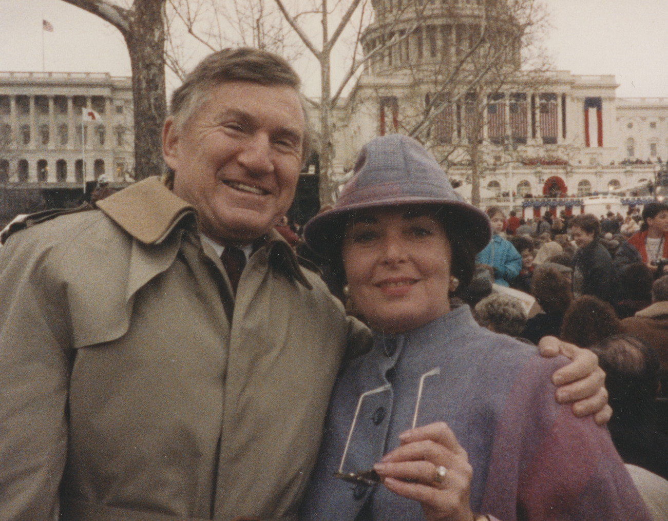 A photo of Ben and Dee Gettler in front of the White House for the Presidential Inauguration of Ronald Reagan.