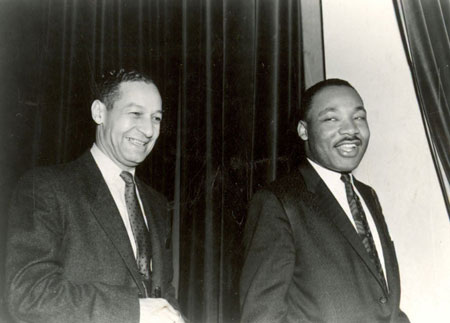 Black and white photo of Berry and Martin Luther King standing