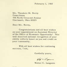 Letter from Walter Langsam to Ted Berry