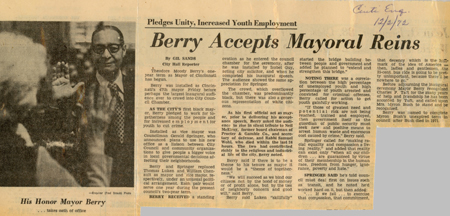 Newspaper clipping with the heading "Berry Accepts Mayoral Race"
