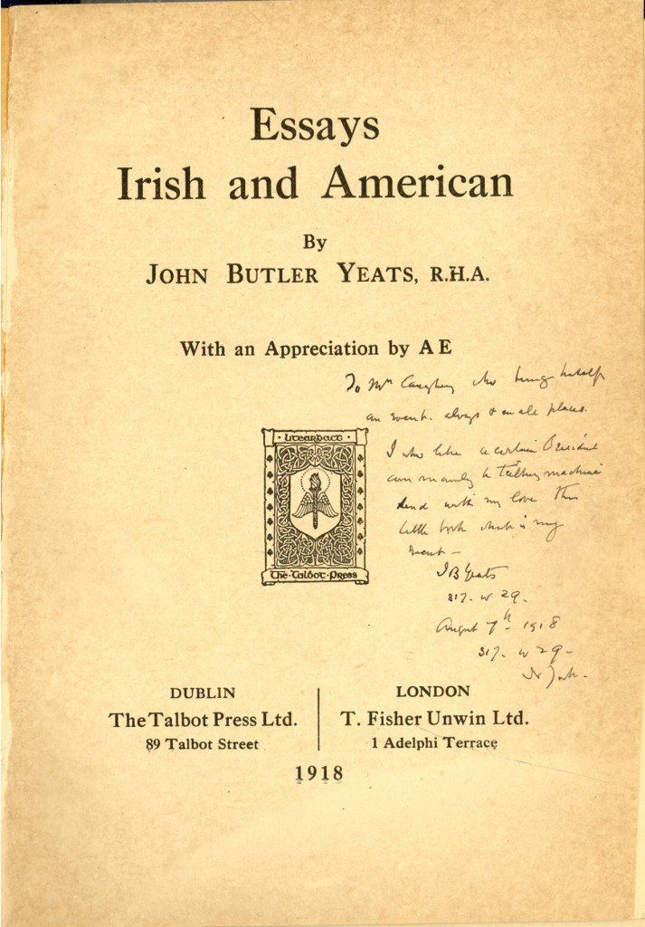 JB Yeats-Essays Irish and American