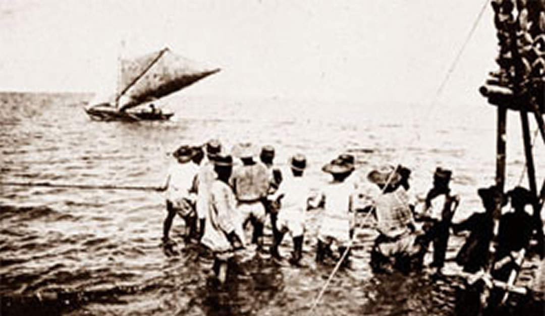 Drawing Taft party toward shore, Bacolod