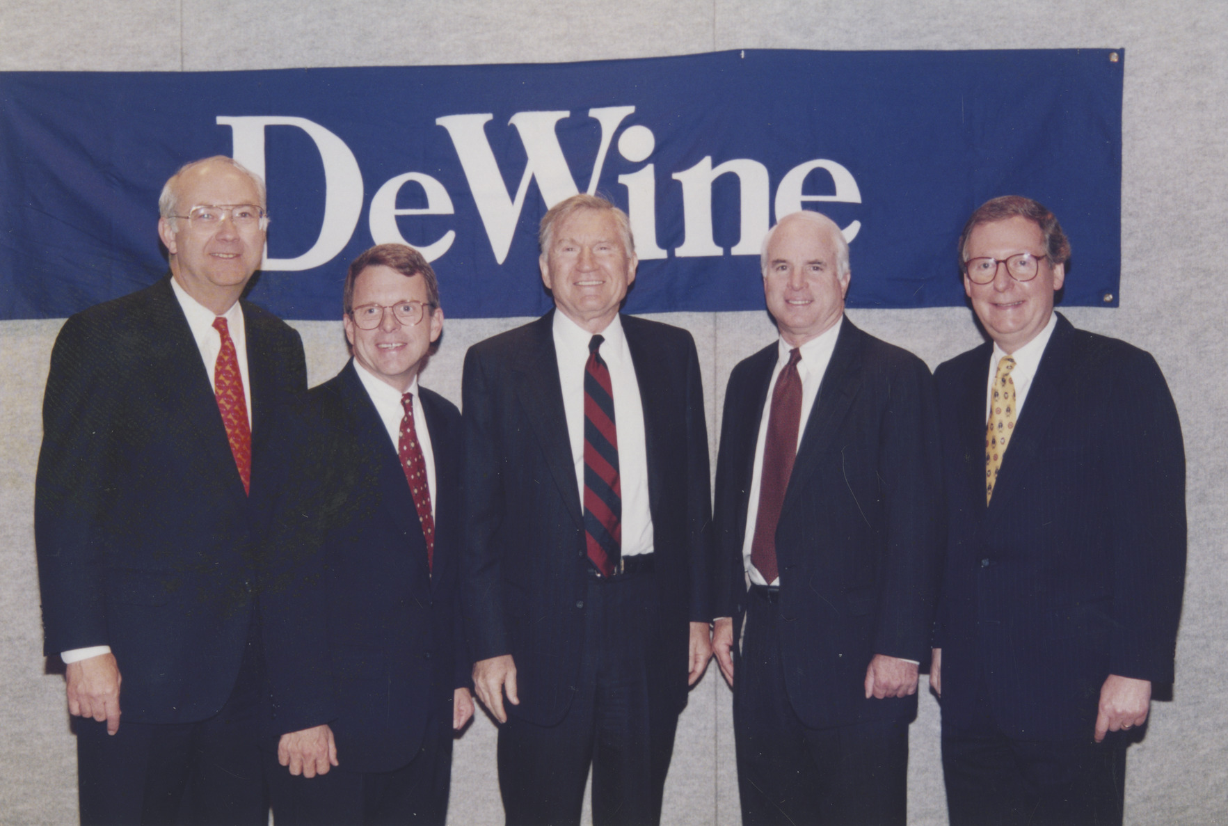 A photo of Benjamin Gettler with U.S. Representative Pat DeWine, Senators Phil Gramm, John McCain and Mitch McConnell.