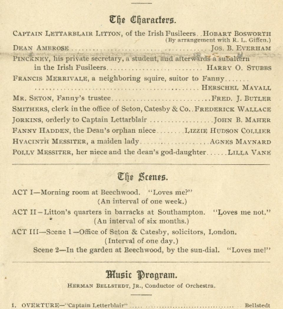 1899, The Pike Theatre Company - Captain Lettarblair