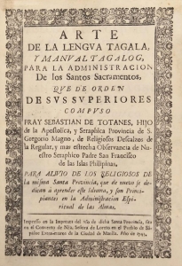 Title page of the book Arte de la lengua Tagala