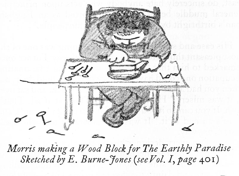 A cartoon by his friend Edward Burne-Jones.