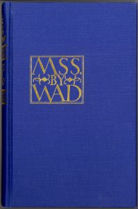 A book cover in royal blue with text in gold
