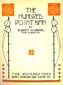 A title page with a black, white, and orange motif