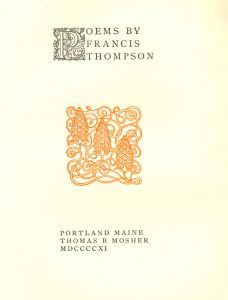 A title page with an orange vine motif in the center