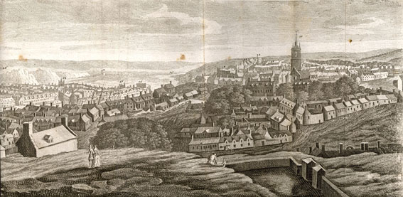 An engraving showing the city of Cork from Smith's Cork History