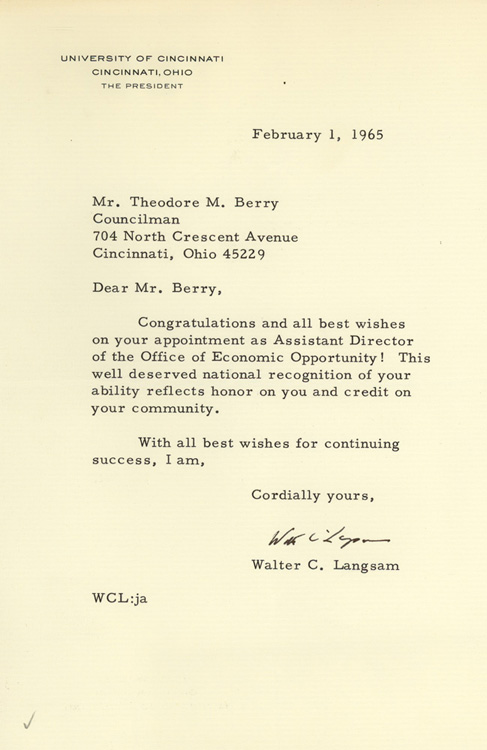 Letter from Walter Langsam