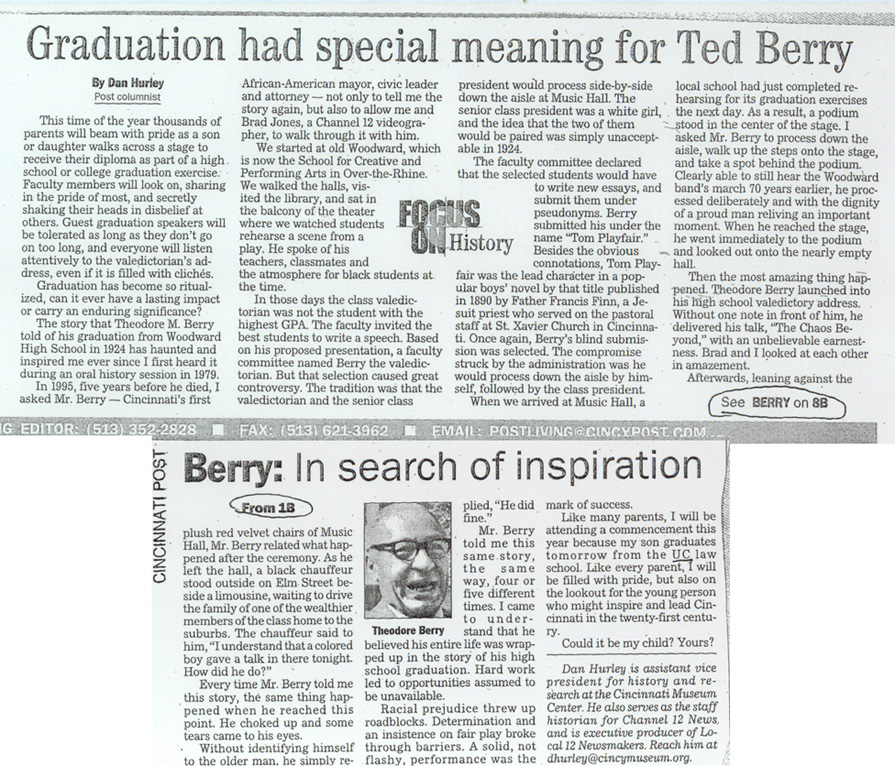 Newspaper Article on Berry's Graduation