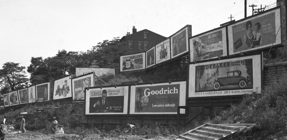 Billboards on a hillside