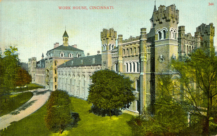 Postcard showing workhouse