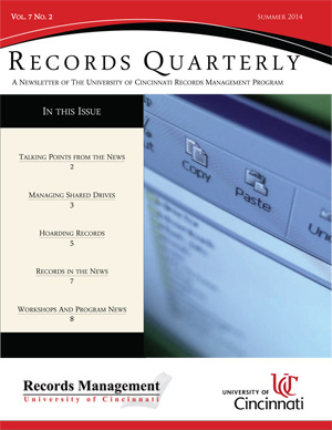 Records Quarterly cover Summer 2014