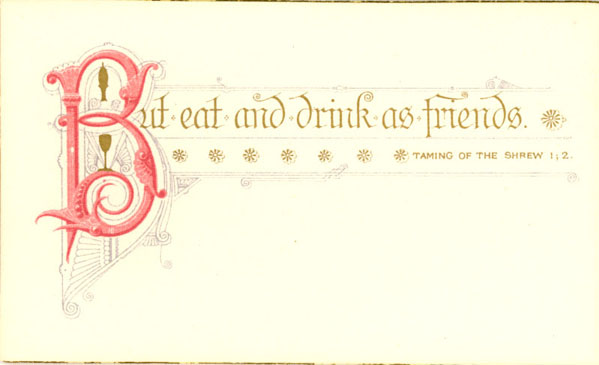 Shakespeare Dinner Card