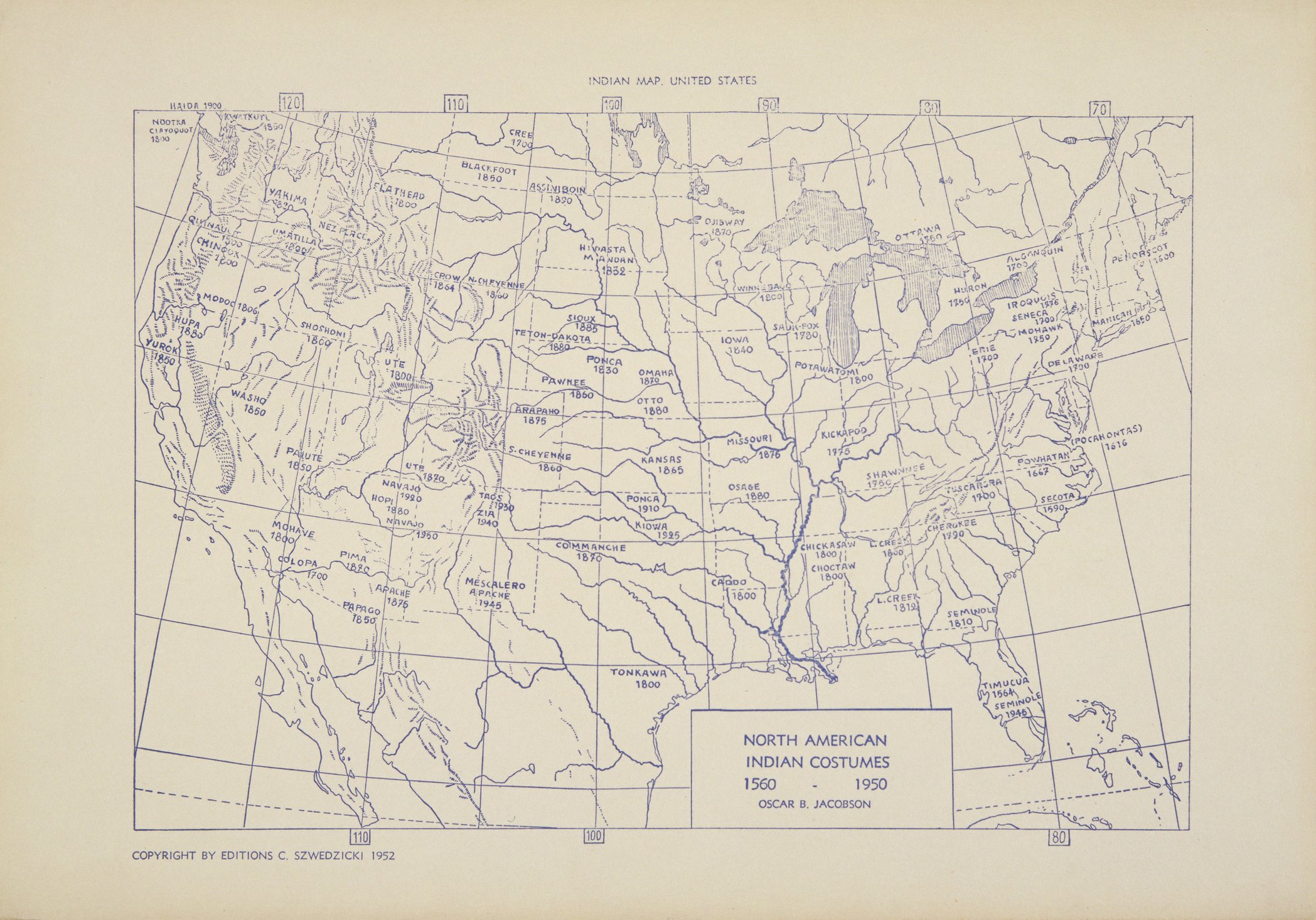 Map of Native American Tribes from the C. Szwedzicki Collection