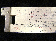 Closeup of part of the Ch scale for the circa 1960 Hemmi 257 chemical slide rule.