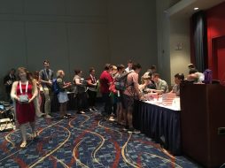 People in line at the YALSA book signing.
