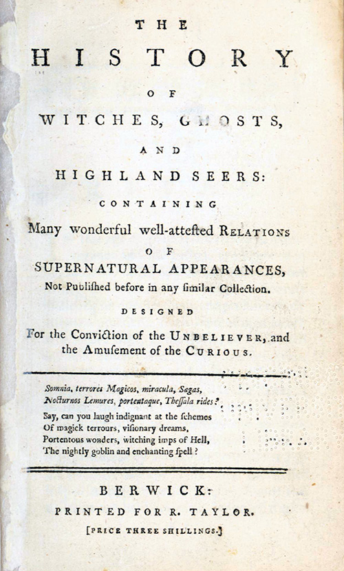 Title page - The History of Witches, Ghosts, and Highland Seers