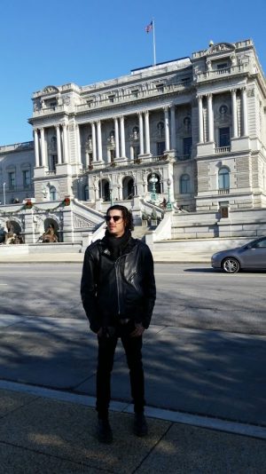 Christian standing in front of the Library of Congress.
