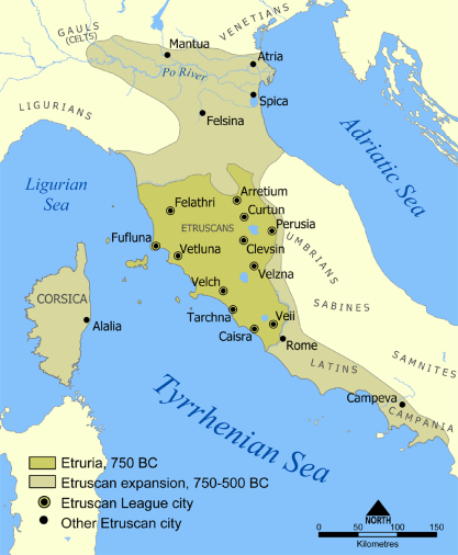 Map of Etruscan Civilization (c. 900-3rd century BCE)