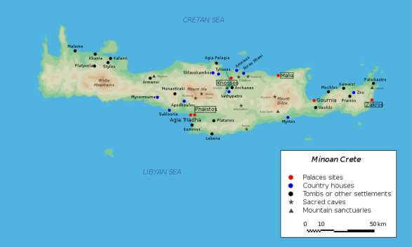 Map of Minoan Crete (c. 2700-1400 BCE)