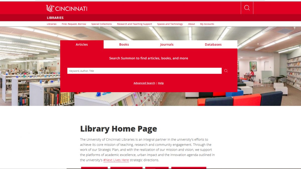 redesigned libraries homepage