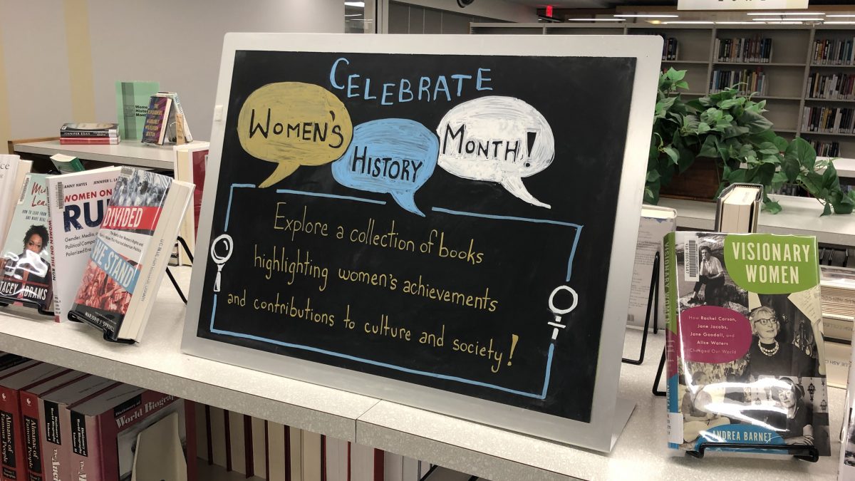 women's history month display at UCBA Library