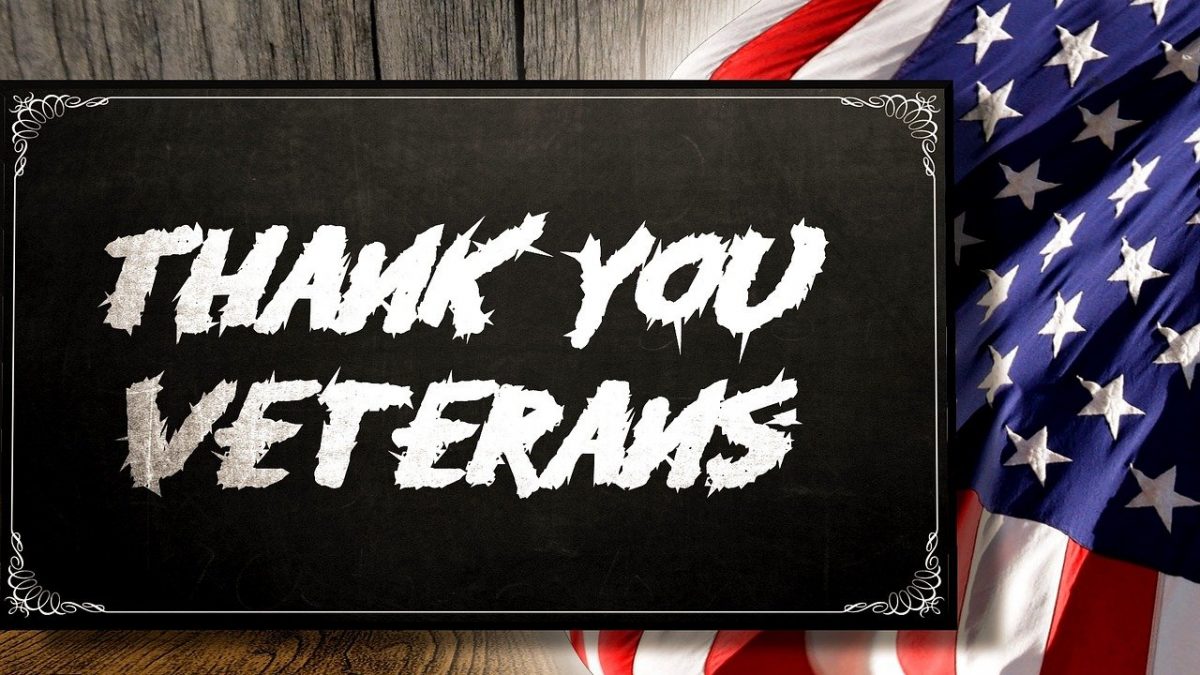 Thank You Veteran's sign with U.S. flag