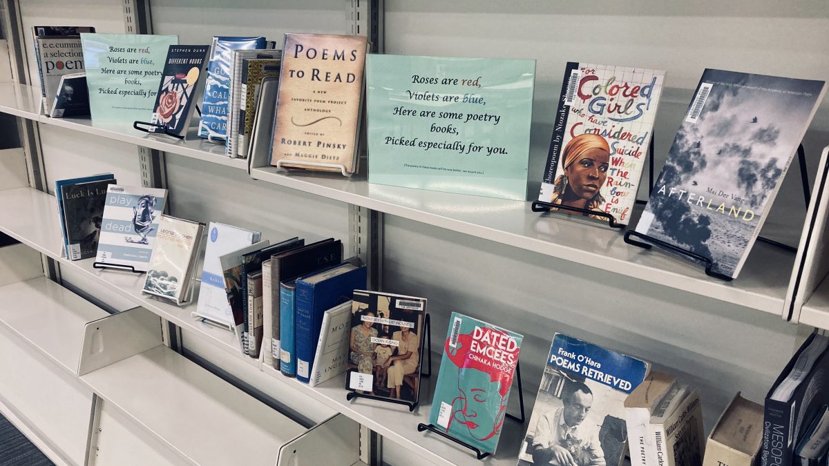 display of poetry books at UCBA Library