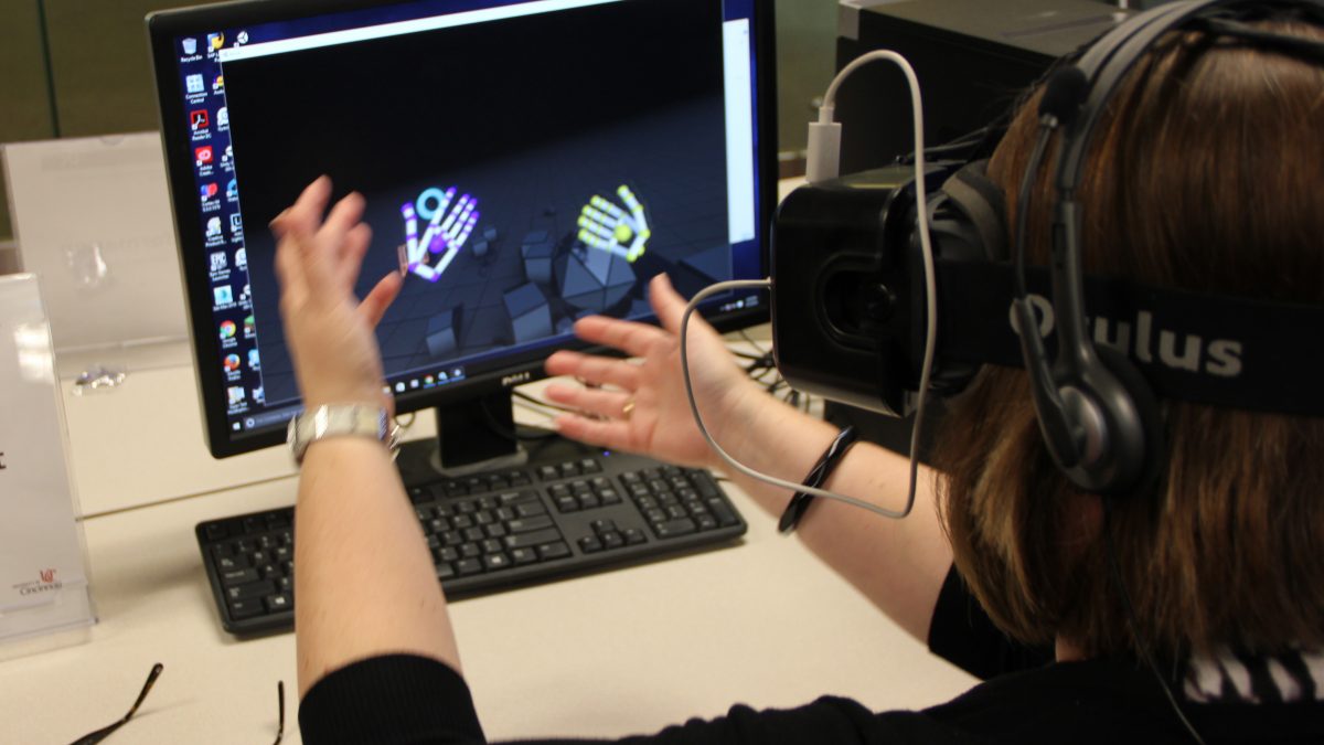 woman experimenting with virtual reality