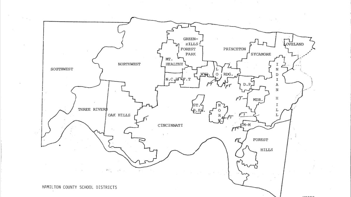 Map of Hamilton County School Districts provided by Metropolitan Association Religious Coalition of Cincinnati, undated