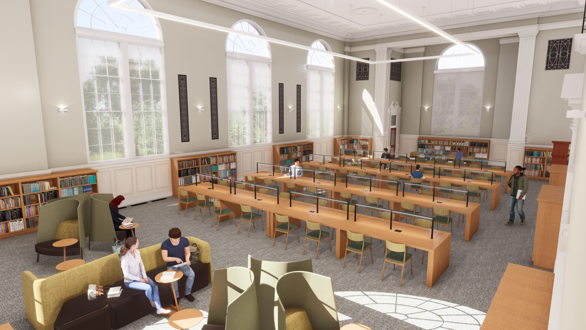 Architectural rendering of planned improvements to the CECH Library reading room.