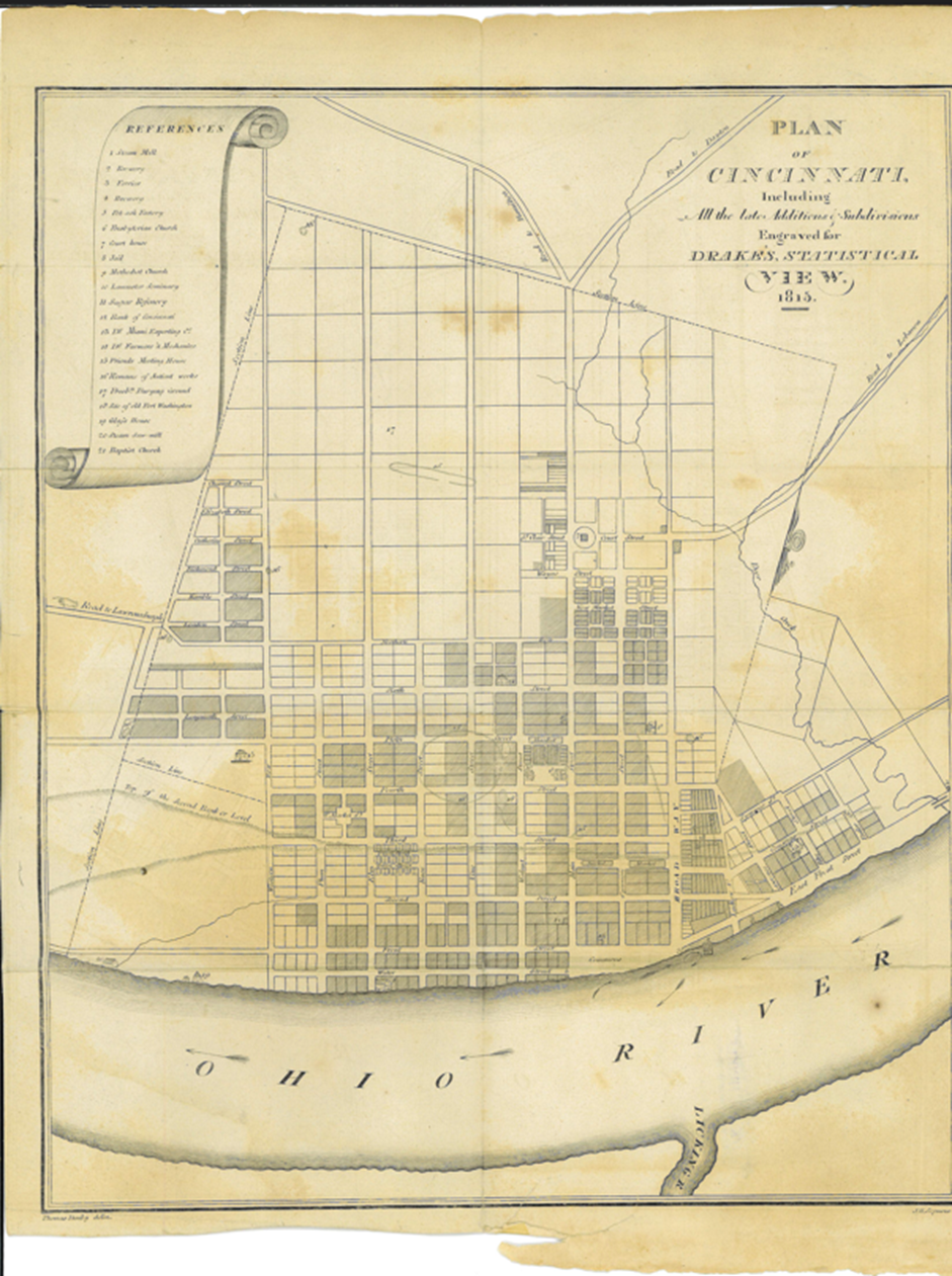1815 map of downtown Cincinnati