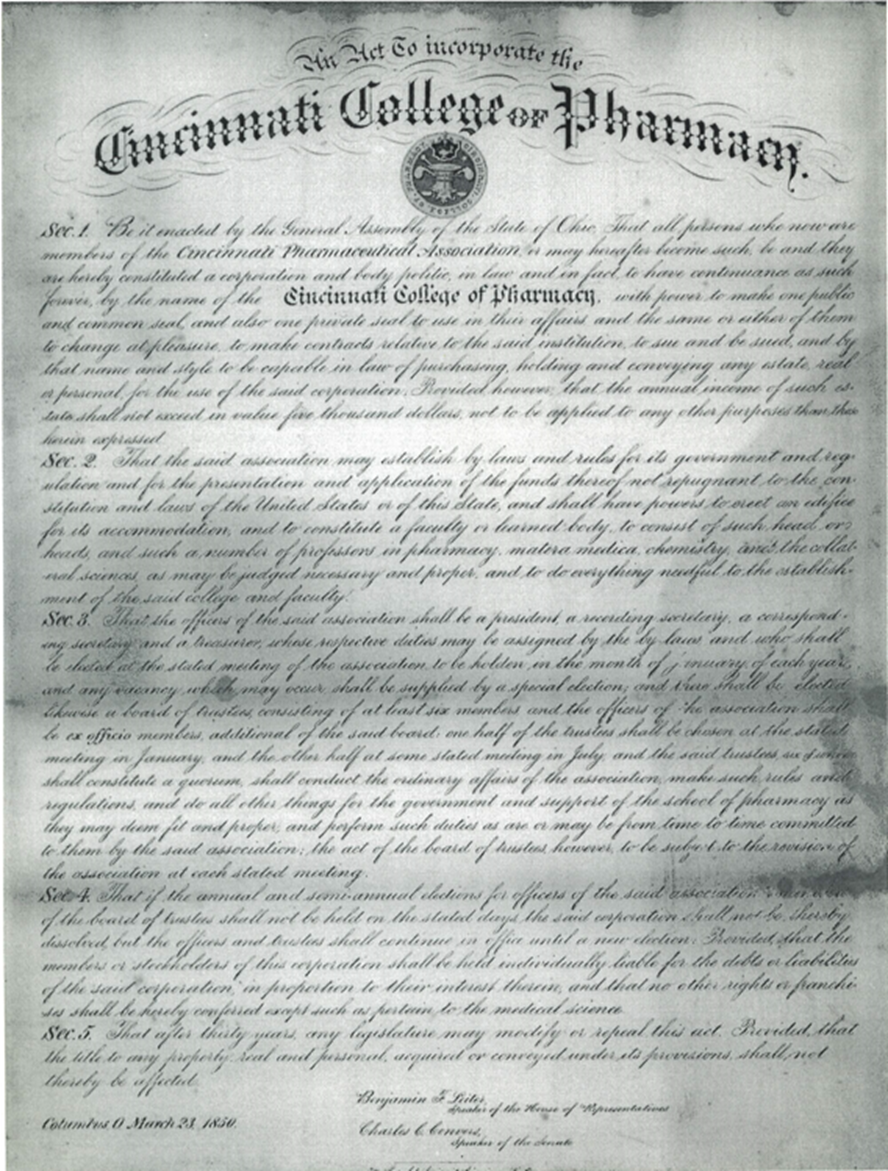 UC college of pharmacy charter