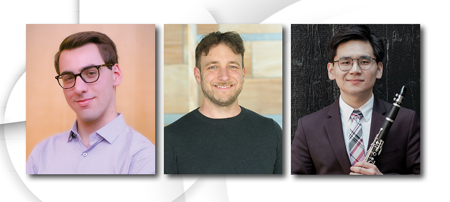 composers Andrew Strawn, Matthew McCoy and Tyler Song