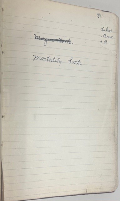 Saint Mary's Hospital Collection deaths ledger.