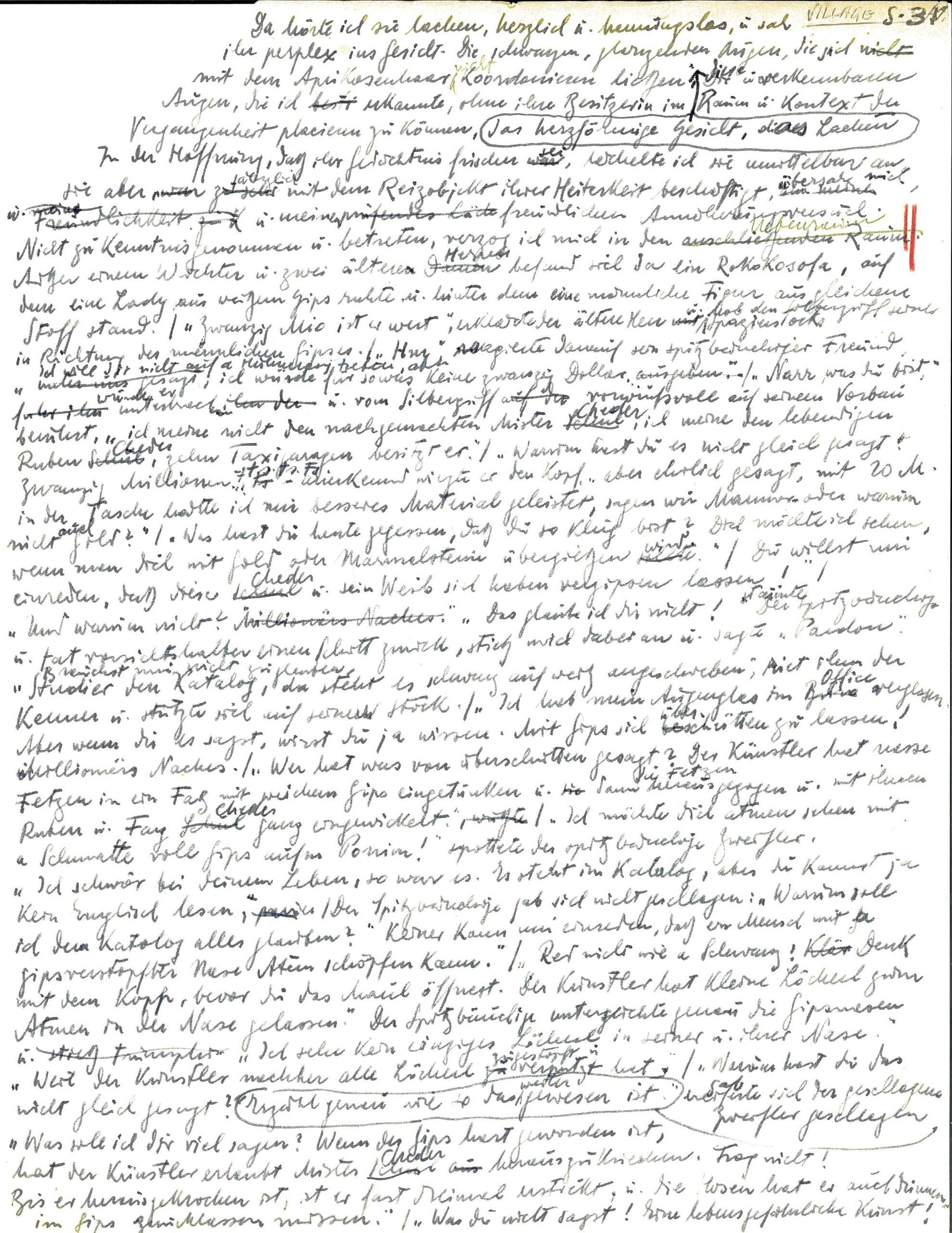 Handwritten notes in German of Gong's poetry collection "Grünhorns Blues". 
