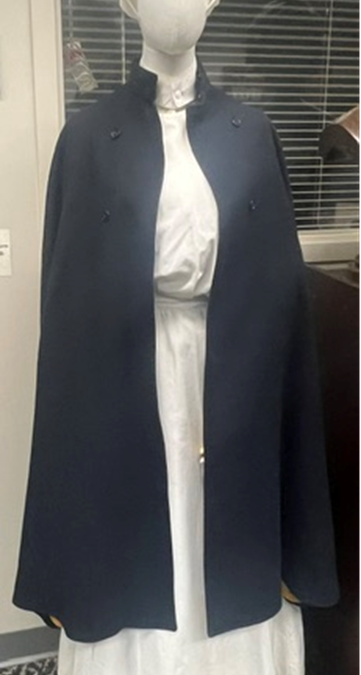Nurse Petley, Fluted Cap, Cape, Apron, and Uniform, Jewish Hospital School of Nursing, Cincinnati, Ohio, Circa 1920, (Chiffon, Linen, Wool, Cotton.