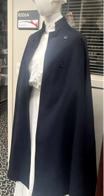 Nurse Petley, Fluted Cap, Cape, Apron, and Uniform, Jewish Hospital School of Nursing, Cincinnati, Ohio, Circa 1920, (Chiffon, Linen, Wool, Cotton.