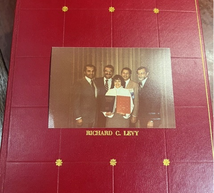 Left to right: Richard C. Levy M.D., Peter Rosen M.D., Carol Trumbold (C.V. Mosby Company), G. Richard Braen M.D., and Frank J. Baker M.D.