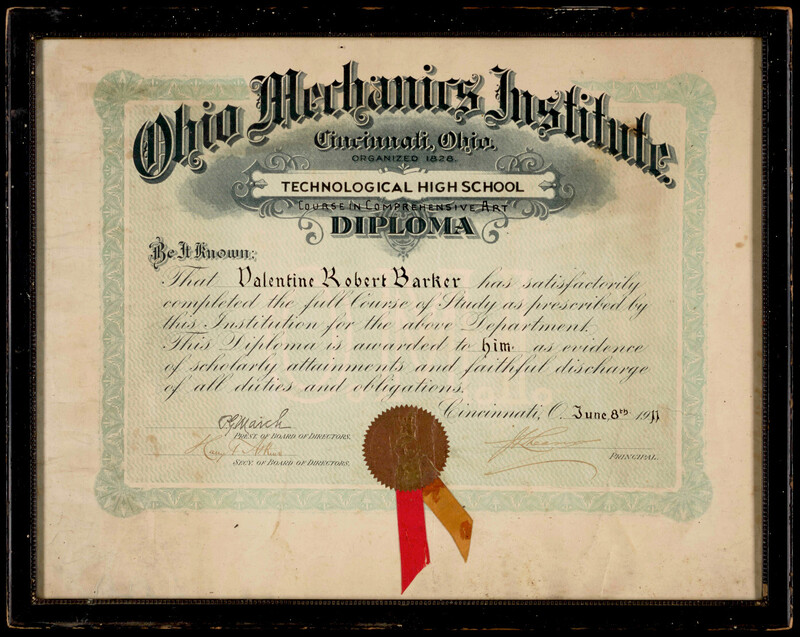 Diploma for Ohio Mechanics Institute