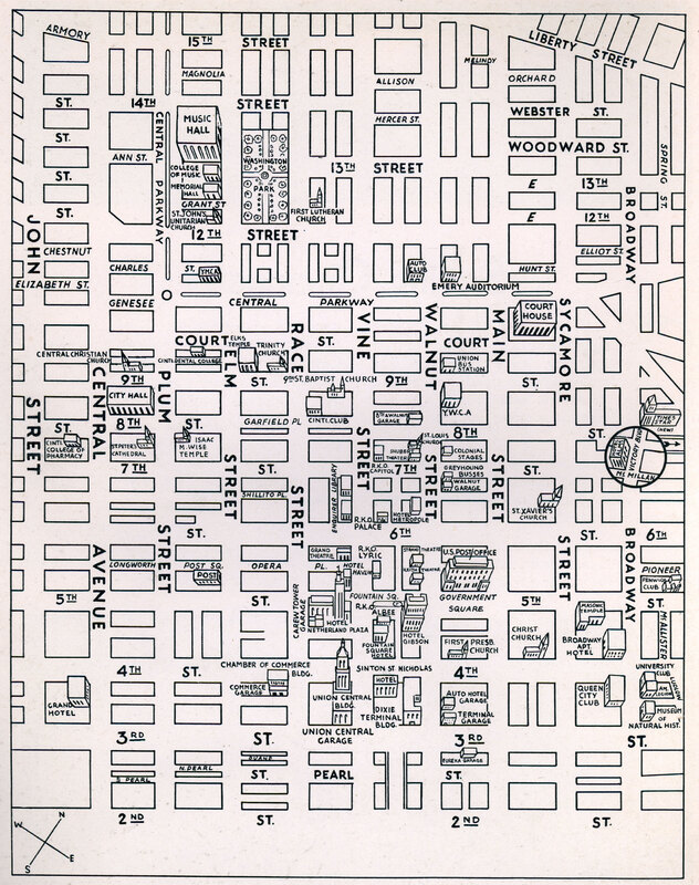 Street Map of Cincinnati Downtown Business District