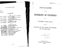 Programme of the University of Cincinnati for the academic year 1884-85