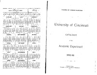 University of Cincinnati Catalogue of the Academic Department (1892-93)