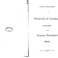 University of Cincinnati Catalogue of the Academic Department (1895-96)