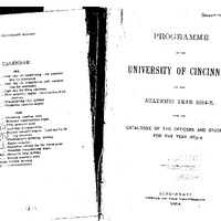 Programme of the University of Cincinnati for the academic year 1884-85