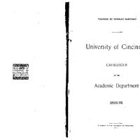 University of Cincinnati Catalogue of the Academic Department (1893-94)
